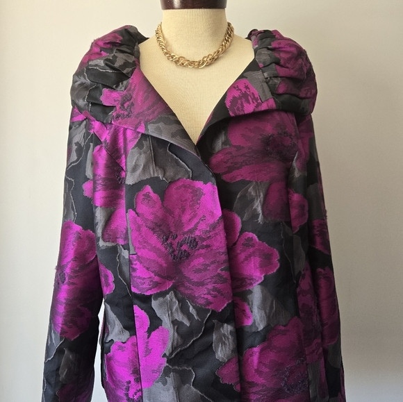 LAFAYETTE 148 Floral Dress Jacket - Pinky Purple and Gray. Size 14 - Picture 5 of 13
